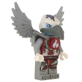 LEGO Aarakocra, Long Beak, Dark Gray and White, Purple Scarring on Head