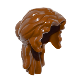LEGO Hair, Female, Mid-Length, Partial Bun, Side Bangs, Large Curls, Reddish Brown