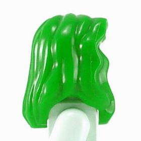 LEGO Hair, Female, Mid-Length with Part over Right Shoulder, Bright Green