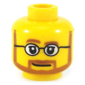 LEGO Head, Angular Brown Beard, Glasses, Smile