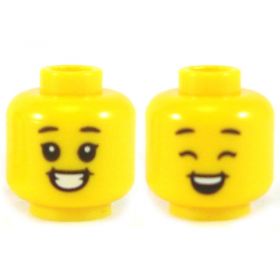 LEGO Head, Dark Orange Eyebrows, Lopsided Grin