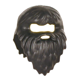 LEGO Hair, Long with Long Bushy Beard and Mouth Hole, Black (Rubber)