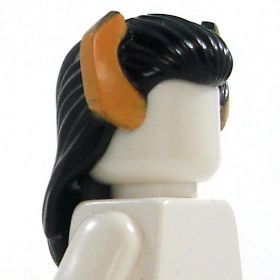 LEGO Hair, Long and Black with Dark Orange Horns