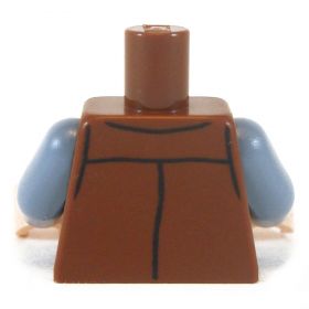 LEGO Torso, Brown Vest over Sand Blue Shirt, Open at Collar