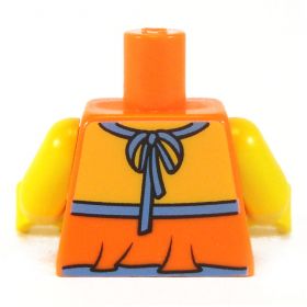 LEGO Torso, Female, Orange Halter Top with Flower Design, Open Back