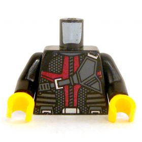 LEGO Black Torso with Yellow and White Stripes on Front, Crazy Demon on Back [CLONE] [CLONE] [CLONE] [CLONE] [CLONE] [CLONE] [CLONE]