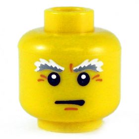 LEGO Head, Bushy Gray and White Eyebrows, Crow's Feet