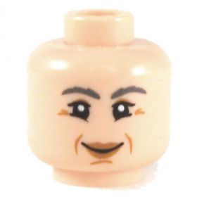 LEGO Head, Flesh, Female, Gray Eyebrows and Crow's Feet, Smiling