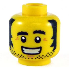 LEGO Head, Black Sideburns and Stubble, Large Smile
