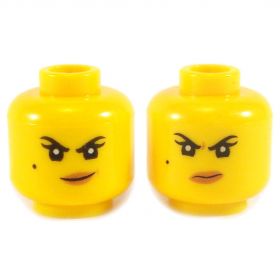 LEGO Head, Female, Pink Lips, Crooked Smile/Frown
