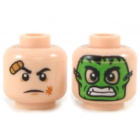 LEGO Head, Bruised with Band Aid / Green Mask