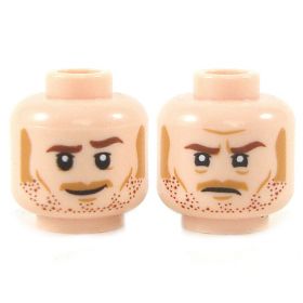 LEGO Head, Female, Black Eyebrows, Freckles, Eyelashes, Pink Lips, Open Mouth Smile / Angry [CLONE]
