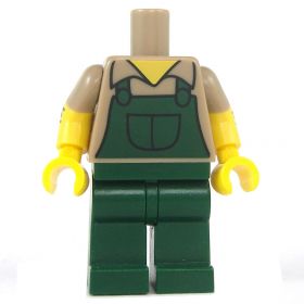 LEGO Commoner, Dark Tan Shirt, Dark Green Overalls