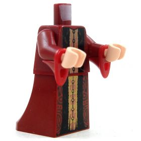 LEGO Dark Red Robe with Copper and Gold Central Pattern, Flared Sleeves