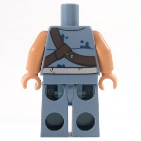 LEGO Sand Blue Outfit with Yellow Shirt, Bare Arms, Straps and Pouches