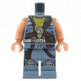 LEGO Sand Blue Outfit with Yellow Shirt, Bare Arms, Straps and Pouches