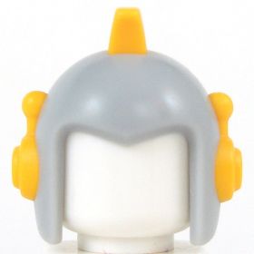 LEGO Helmet, Light Bluish Gray with Bright Light Orange Crest and Sides