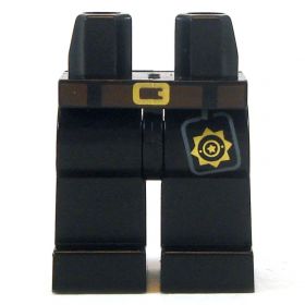 LEGO Legs, Black with Dark Brown Belt and Badge/Compass/Amulet