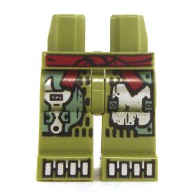 LEGO Legs, Olive Green with Armor and Tools, Dark Red Belt