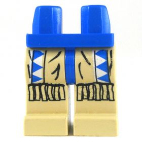 LEGO Legs, Tan with Native Blue and White Pattern, Fringe