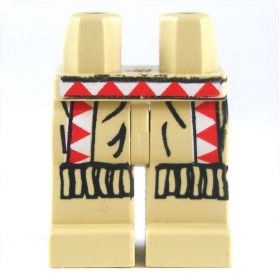 LEGO Legs, Tan with Native Red and White Pattern, Fringe