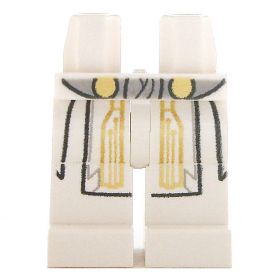 LEGO Legs, White with White Shirt Overhang, Gold Design