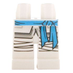 LEGO Legs, White with Wraps, Azure Blue Tied Belt