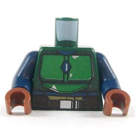 LEGO Torso, Blue Shirt with Plate Mail, Green Plates, Dark Brown Belt
