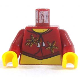 LEGO Torso, Female, Dark Red Crop Top with Flowers