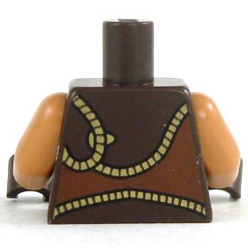 LEGO Torso, Asymmetrical Brown Vest With Gold Trim, Light Brown Arms