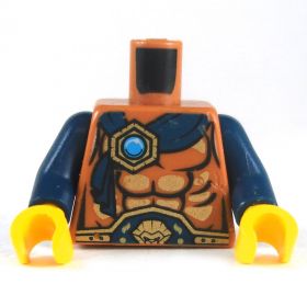 LEGO Torso, Gray Muscled Light Brown Chestplate, Dark Blue Arms
