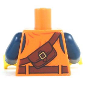 LEGO Torso, Orange Top Over Dark Blue Shirt, Sash With Pouch