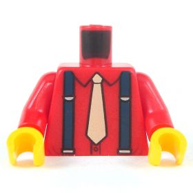LEGO Torso, Red Shirt with Dark Blue Suspenders and Tie