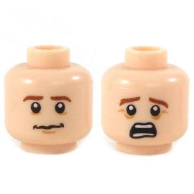 LEGO Head, Brown Eyebrows, Anxious/ Very Scared