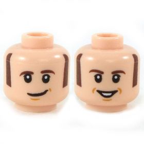 LEGO Head, Brown Sideburns, Smiling