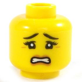 LEGO Head, Female with Peach Lips, Sad/Worried Expression