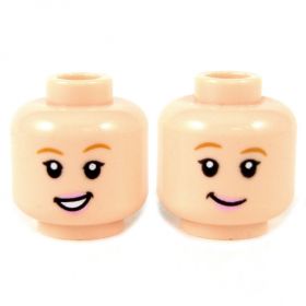 LEGO Head, Female with Light Eyebrows, Pink Lips, Smiling