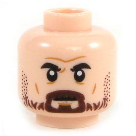 LEGO Head, Light Flesh, Brown Moustache and Goatee, Stubble