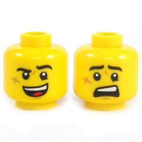 LEGO Head, Bruised Cheek, Open Mouth Smile/Scared
