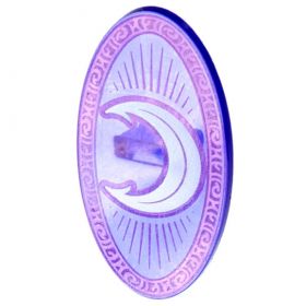 LEGO Shield, Oval, Transparent Purple with Moon and Border Pattern