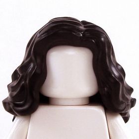 LEGO Hair, Female, Long and Wavy, Side Part, Dark Brown