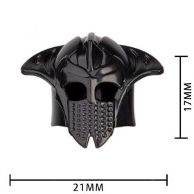 LEGO Helmet, Small Curved Horns, Chainmail Face Mask, Black