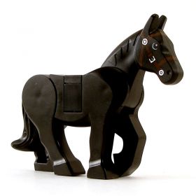 LEGO Riding Horse, Rounded Features, Black with Gray Eyes