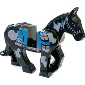 LEGO Riding Horse with Blanket Print, Black with White Spots
