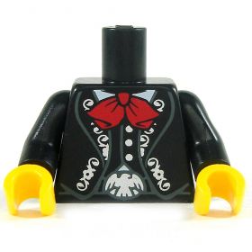 LEGO Torso, Black Bolero Jacket and Vest, Red Bow Tie