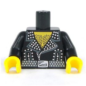 LEGO Torso, Black Bedazzled Leather Jacket, Hairy Chest