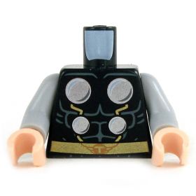 LEGO Torso, Black with Silver Circles and Gold Belt