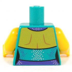 LEGO Torso, Female, Dark Turquoise Top with Purple Collar and Waist