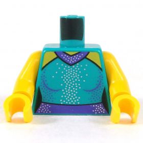 LEGO Torso, Female, Dark Turquoise Top with Purple Collar and Waist