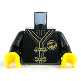 LEGO Torso, Black with Gold Designs, Writing and Dragon on Reverse
